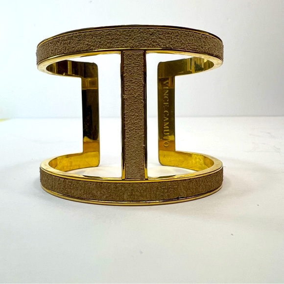 Vince Camuto Gold & Suede Cuff Bracelet - Picture 1 of 10